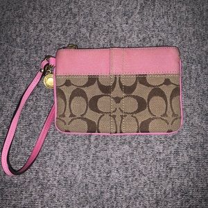 Pink coach wristlet!!